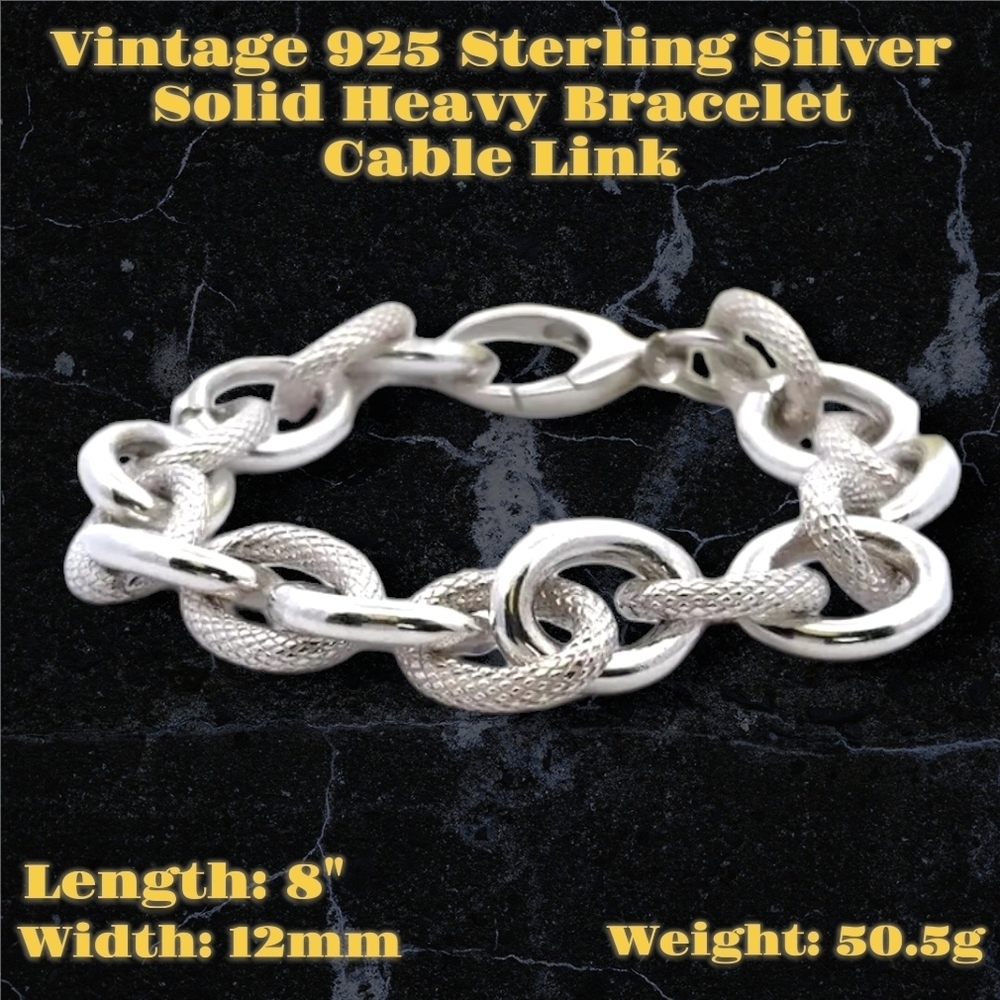 Vintage Sterling Silver Cable Link Bracelet